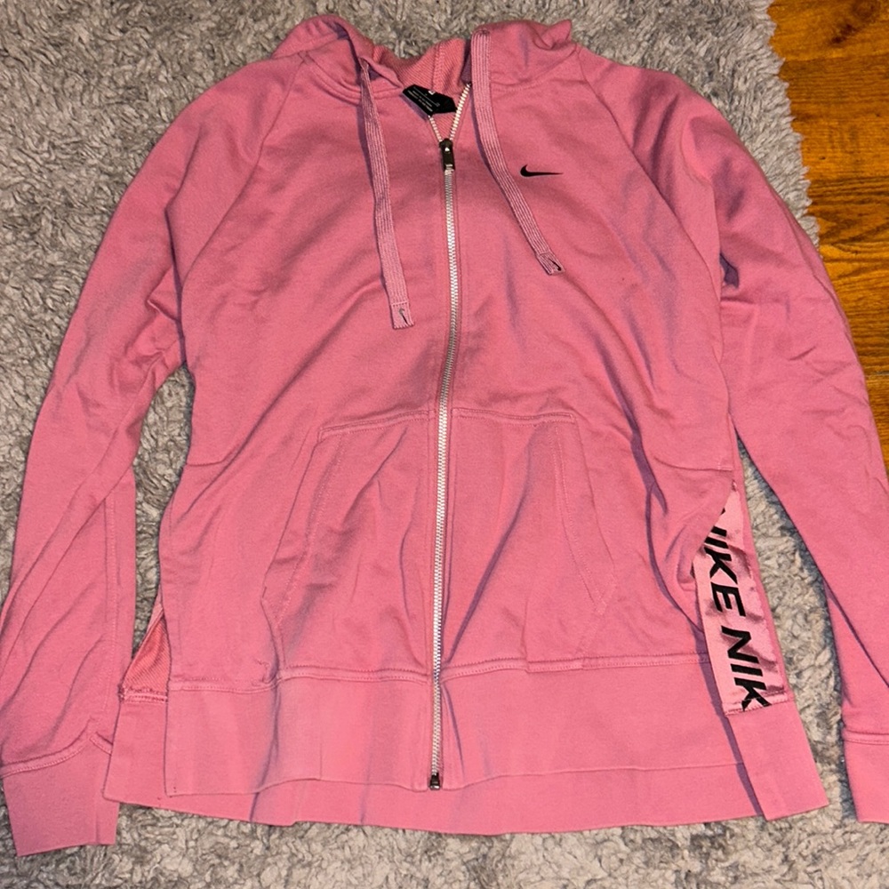 blush nike zip up hoodie size small